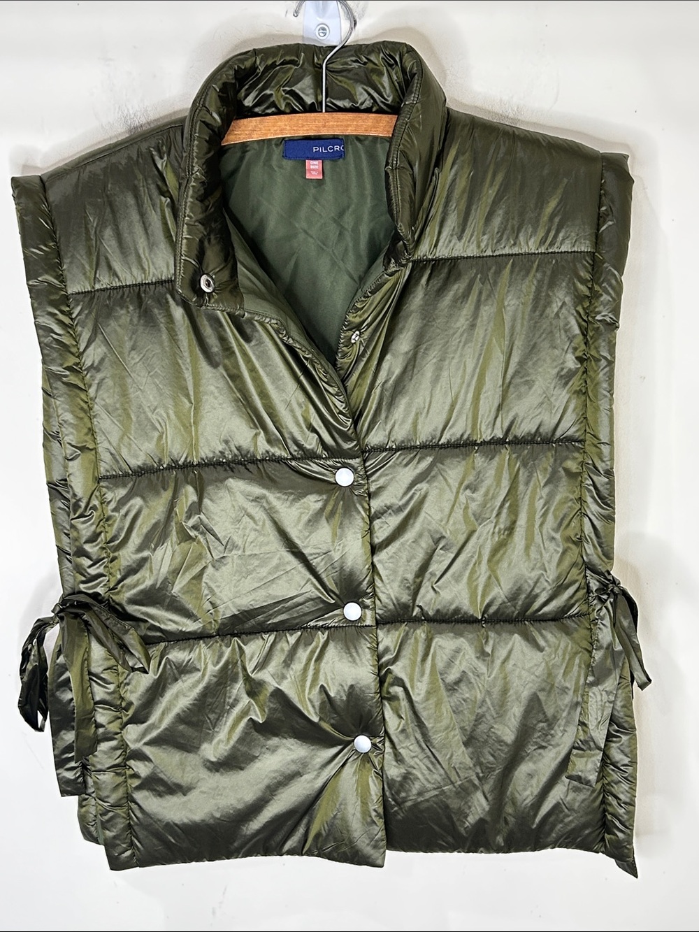 ANTHROPOLOGIE PILCRO Packable Puffer Vest Olive Green One Size - Picture 4 of 15